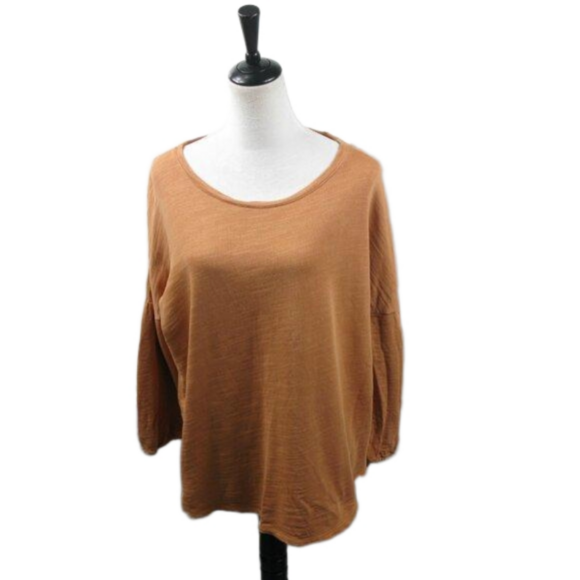 PureJill Muted Orange Long Sleeve Boxy Knit Top Size Large - Picture 3 of 6
